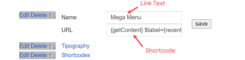 Mega Menu Shortcode