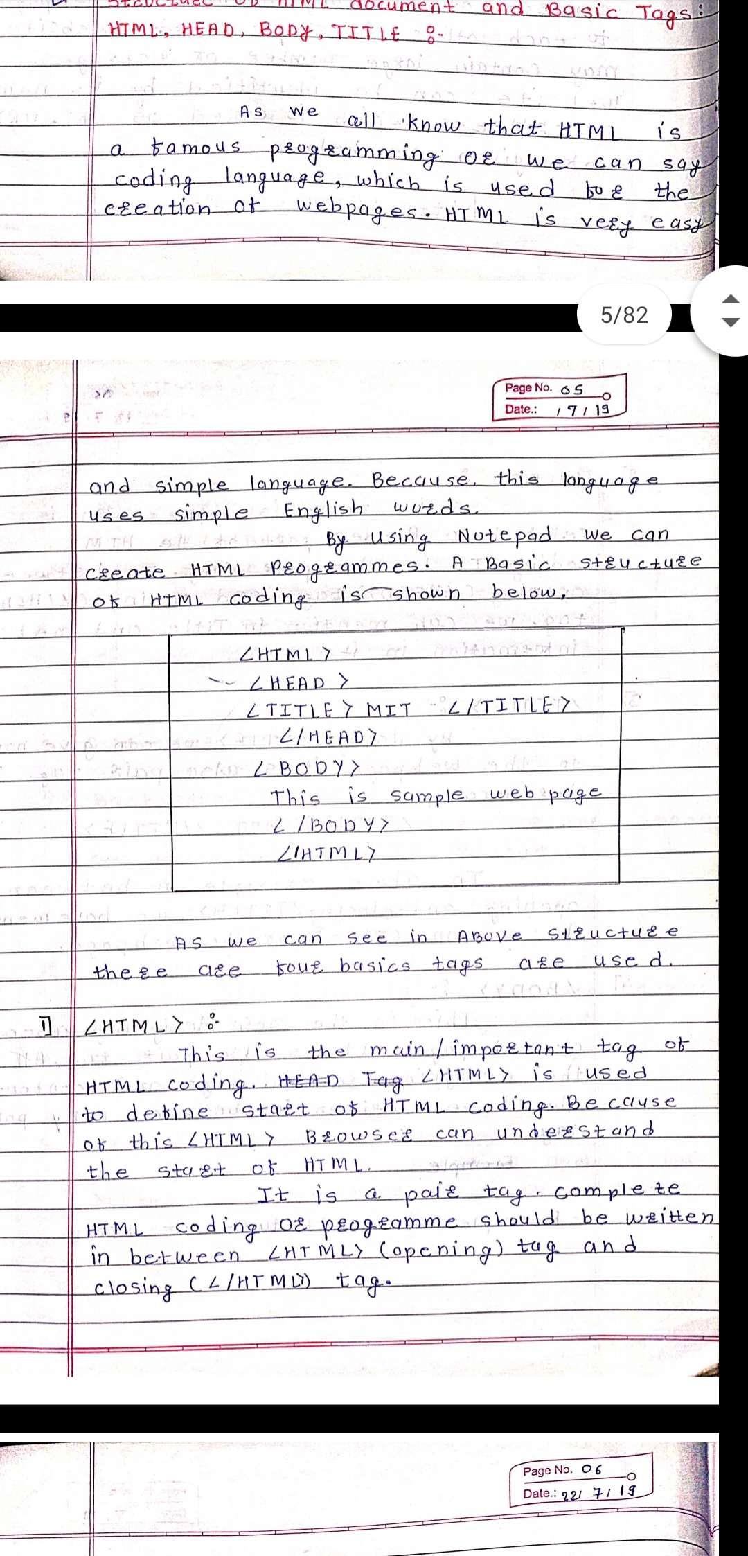 Web Technology HTML CSS JavaScript Written Notes Bcs Bca, 54% OFF