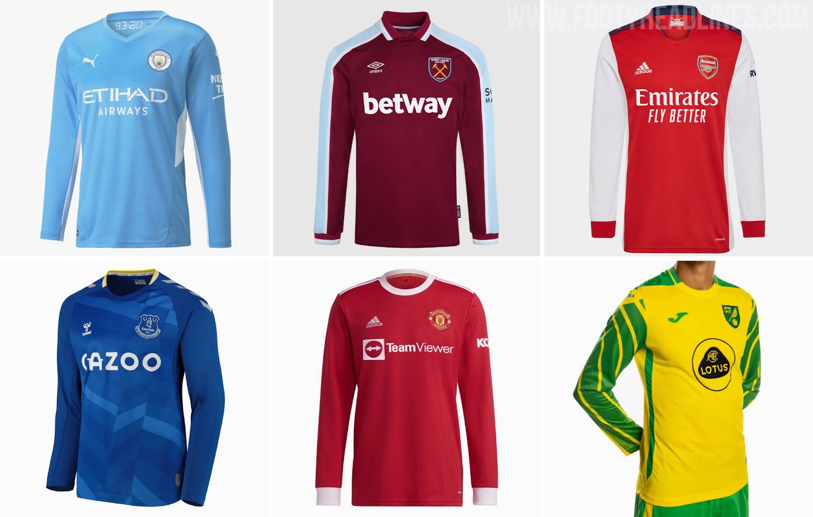 Only 6 Premier League Clubs Sell Long-Sleeve Kits - Footy Headlines