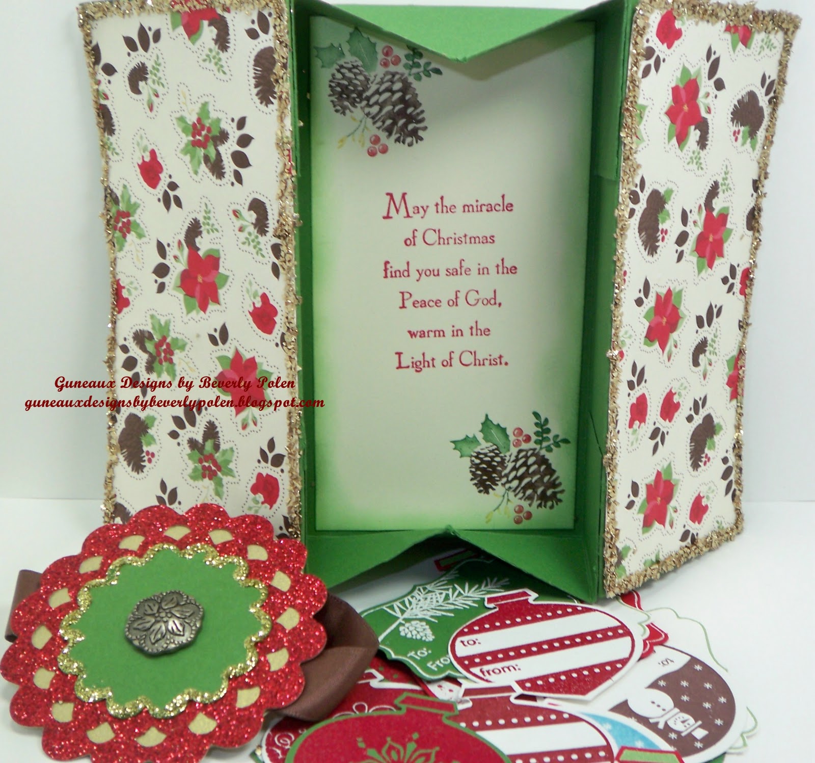 Guneaux Designs by Beverly Polen Holly Berry DSP Stampin' Up! Box Card