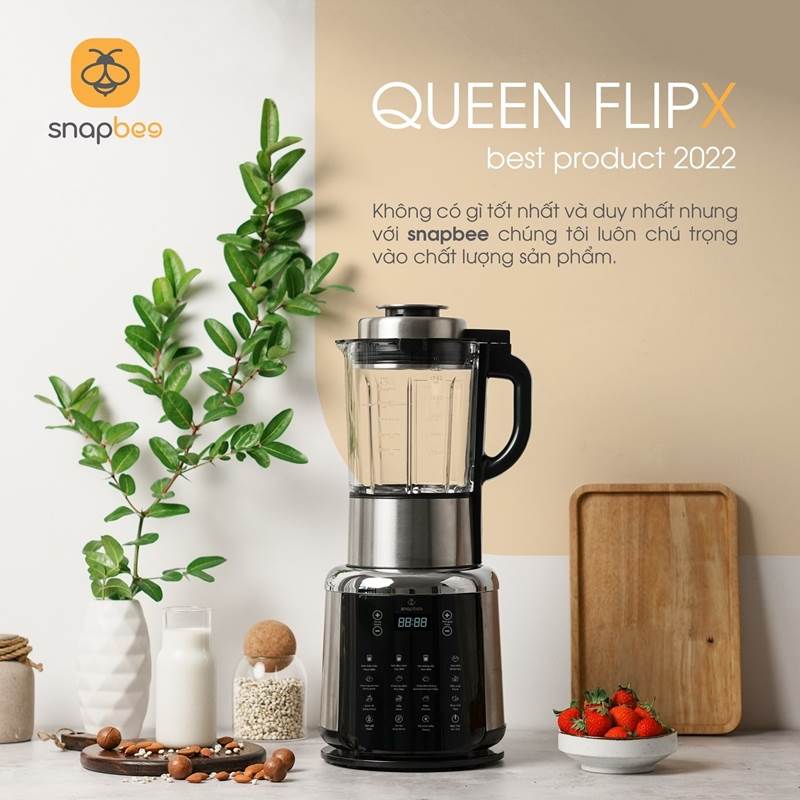 [Tặng 3 loại hạt + Sách công thức] Snapbee Máy làm sữa hạt Queen FlipX 2L