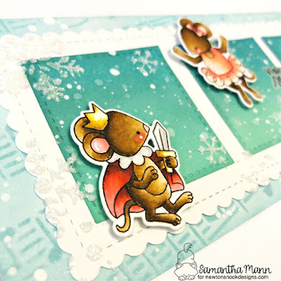 Visions of Sugar Plums Card by Samantha Mann for Newton's Nook Designs, Slimline Card, Christmas, Stencil, Embossing Paste, Handmade Cards, Card Making, #newtonsnook #slimline #cards #christmas #christmascard #handmadecard #stencil #nutcracker