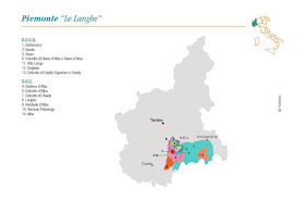 Wine map of Roero wine region in Piedmont