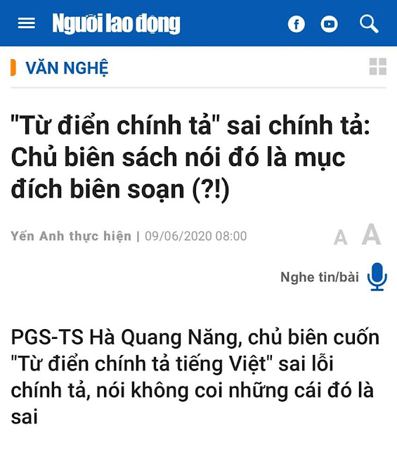 "Từ điển chính tả" sai chính tả: mục đích biện minh cho phương tiện