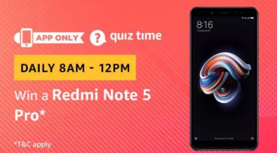 Amazon Loot Offer Quiz 6th March Answers | Win a Redmi Note 5 Pro