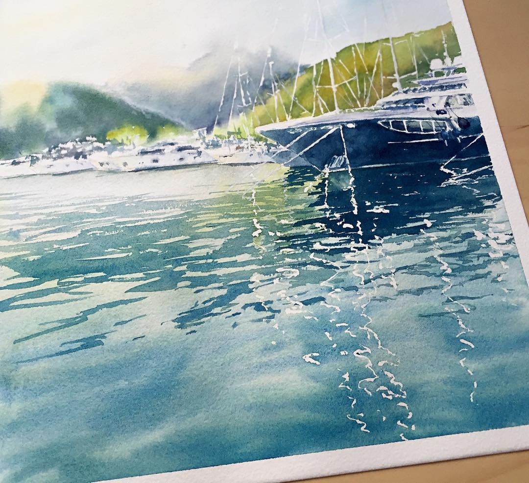 рисунки гуашью вода картинки как роза цвела