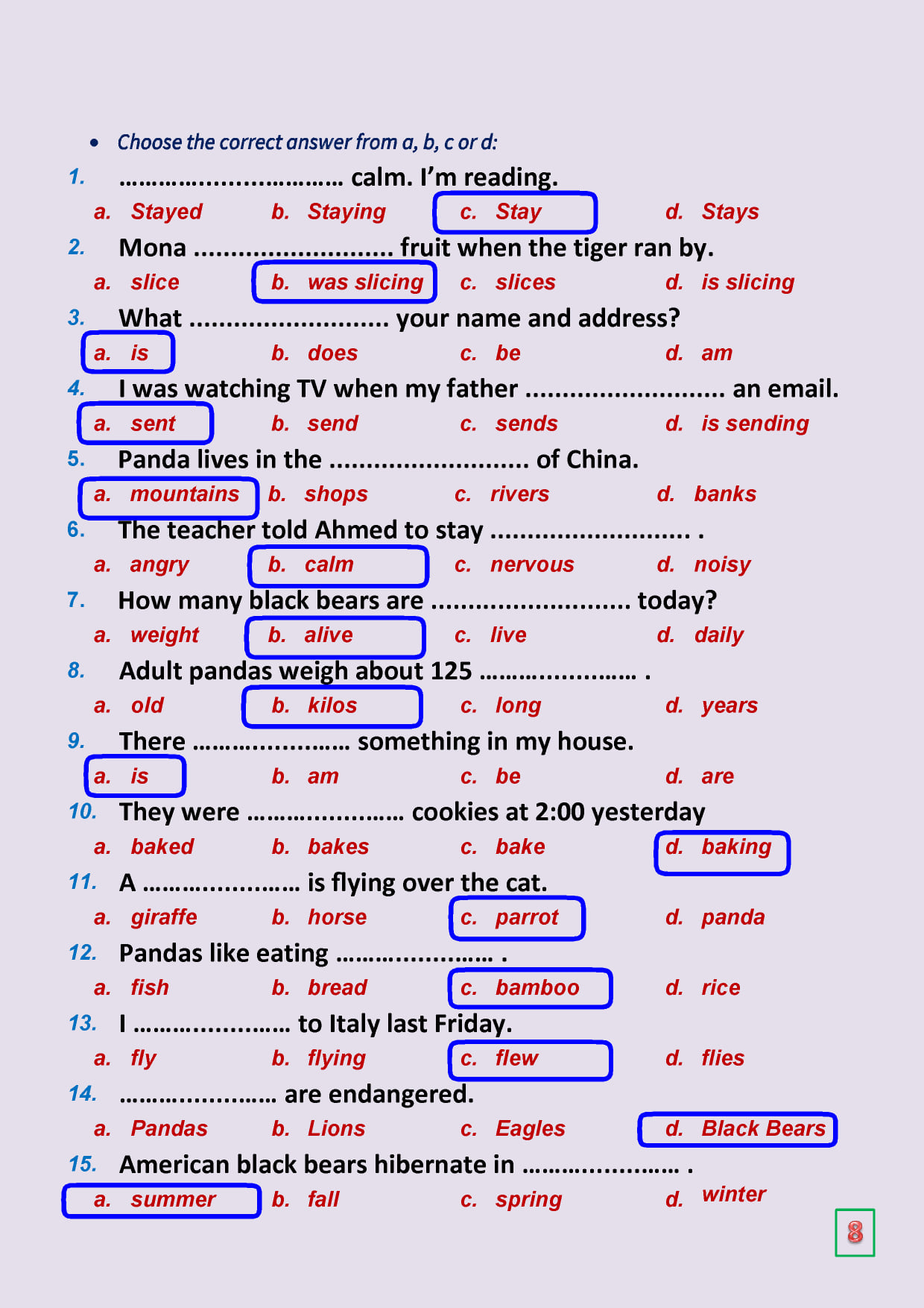 مراجعة اختبار مارس انجليزي الصف السادس الابتدائى ترم ثاني بالاجابة 5