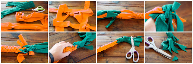 Step-by-step how to make an Easter dog tug toy shaped like a carrot