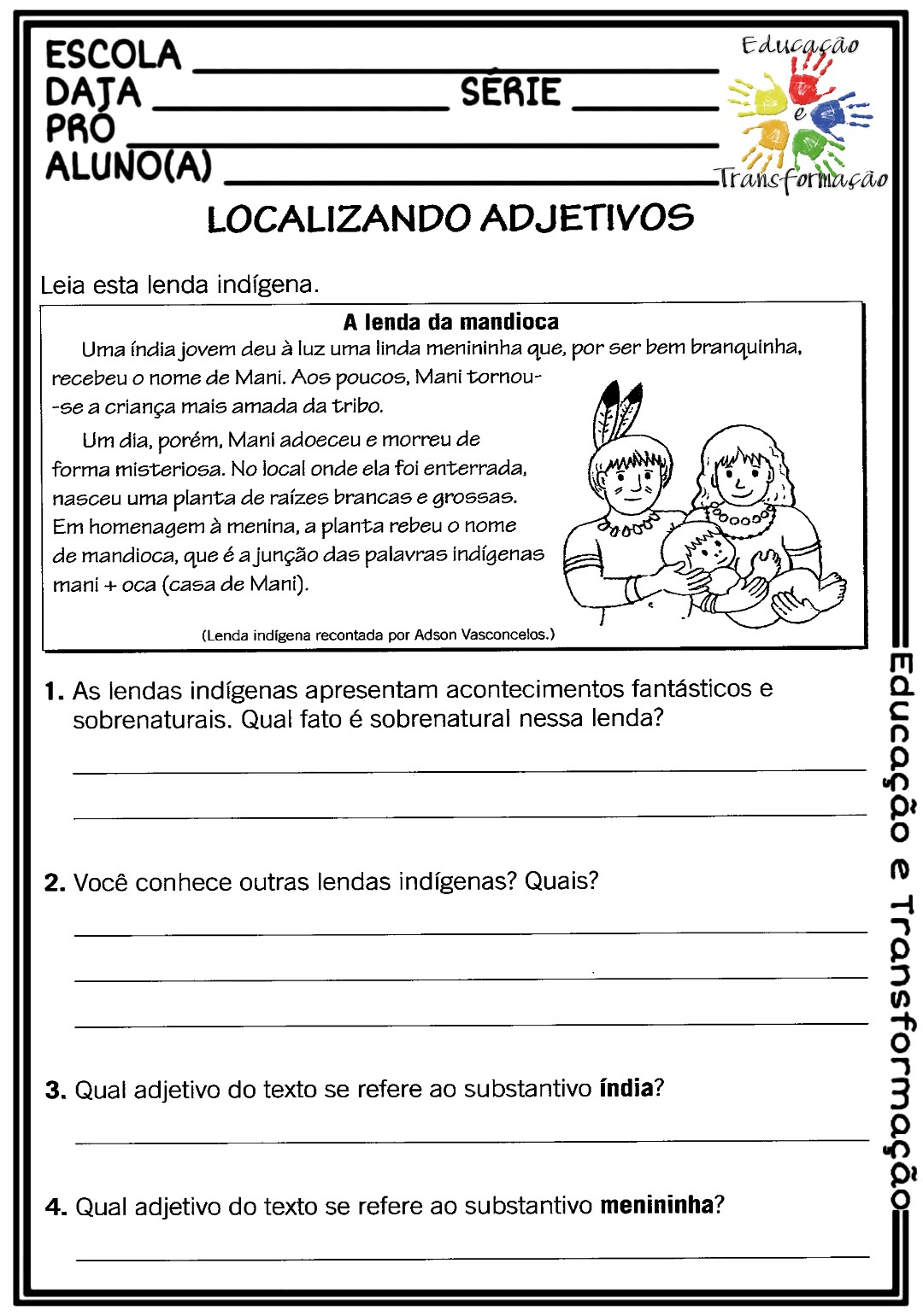 Atividade De Língua Portuguesa Para Trabalhar Os Adjetivos Estante