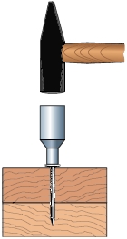Углубление шляпки гвоздя