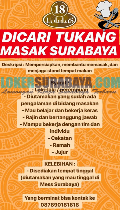 Lowongan Kerja Surabaya Terbaru Di Pujasera Wolulas 18 Juni 2019 Lowongan Kerja Surabaya September 2021 Lowongan Kerja Jawa Timur Terbaru