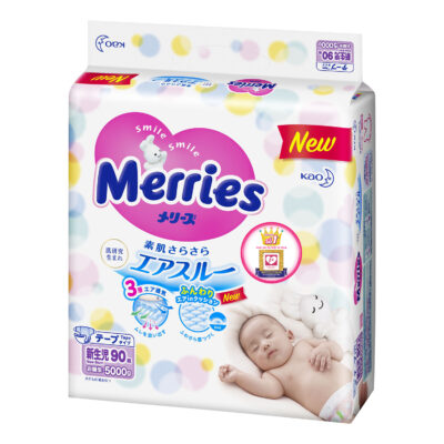 Bỉm/Tã dán Merries Newborn 90 miếng cho bé dưới 5kg