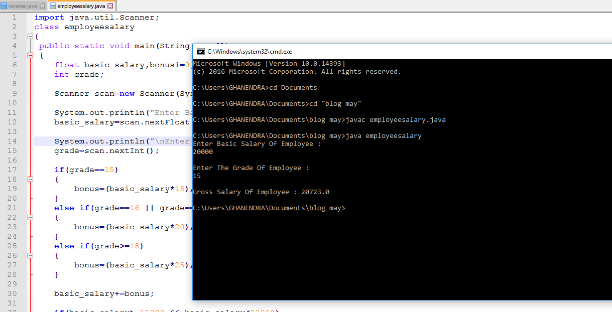 Employee Salary Program in Java [Calculate Employee Bonus]