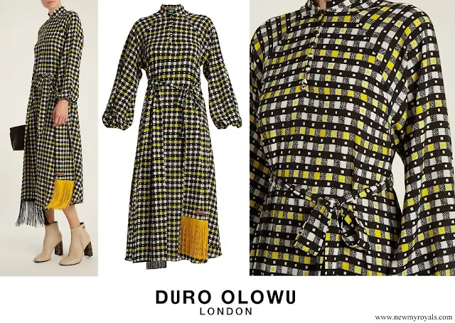 Queen Maxima wore Duro Olowu Napoli check-print puff-sleeved dress