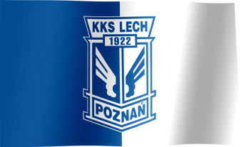 The waving fan flag of Lech Poznań with the logo (Animated GIF)