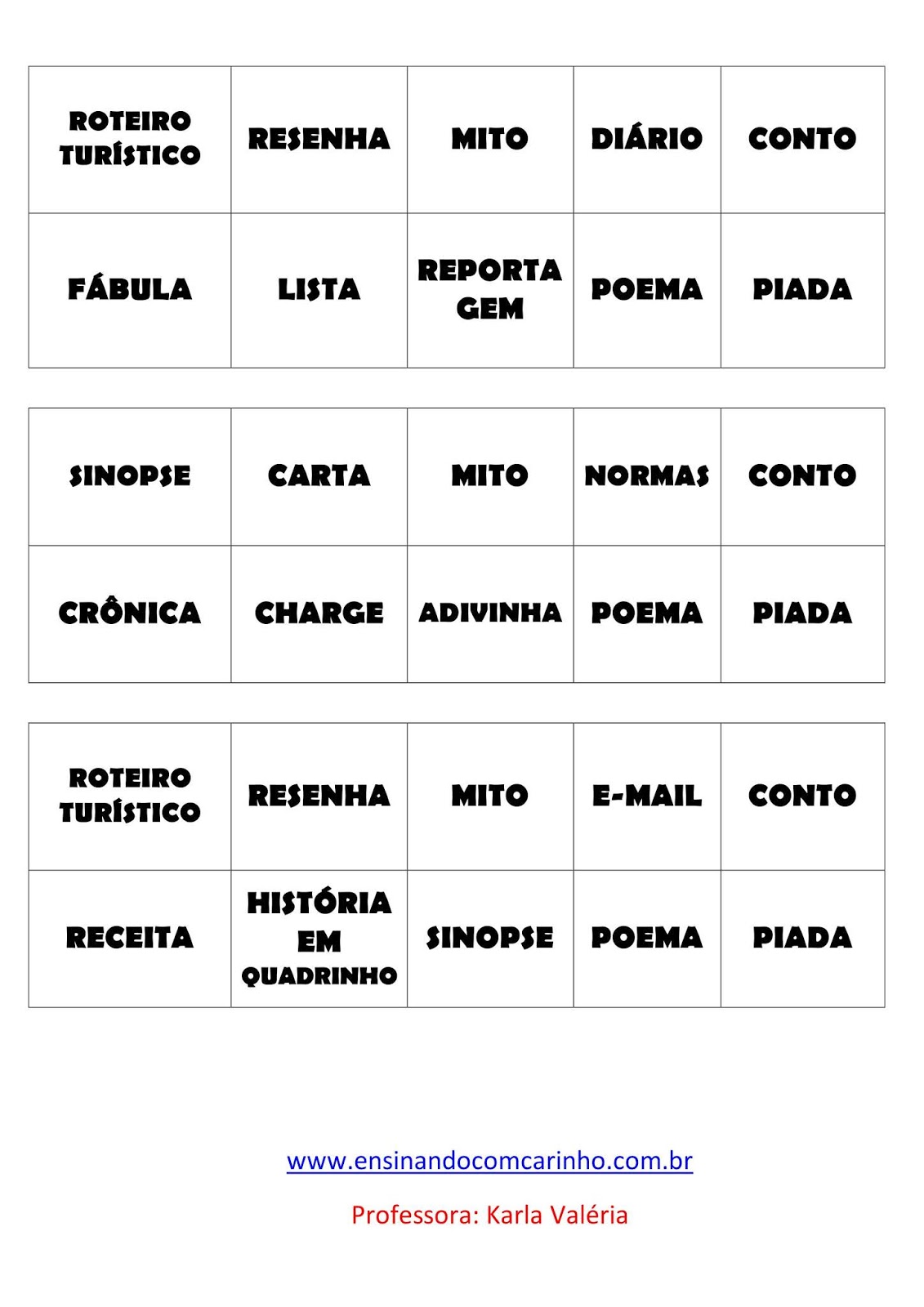 Cartelas de bingo prontas para imprimir em pdf + Planilha 