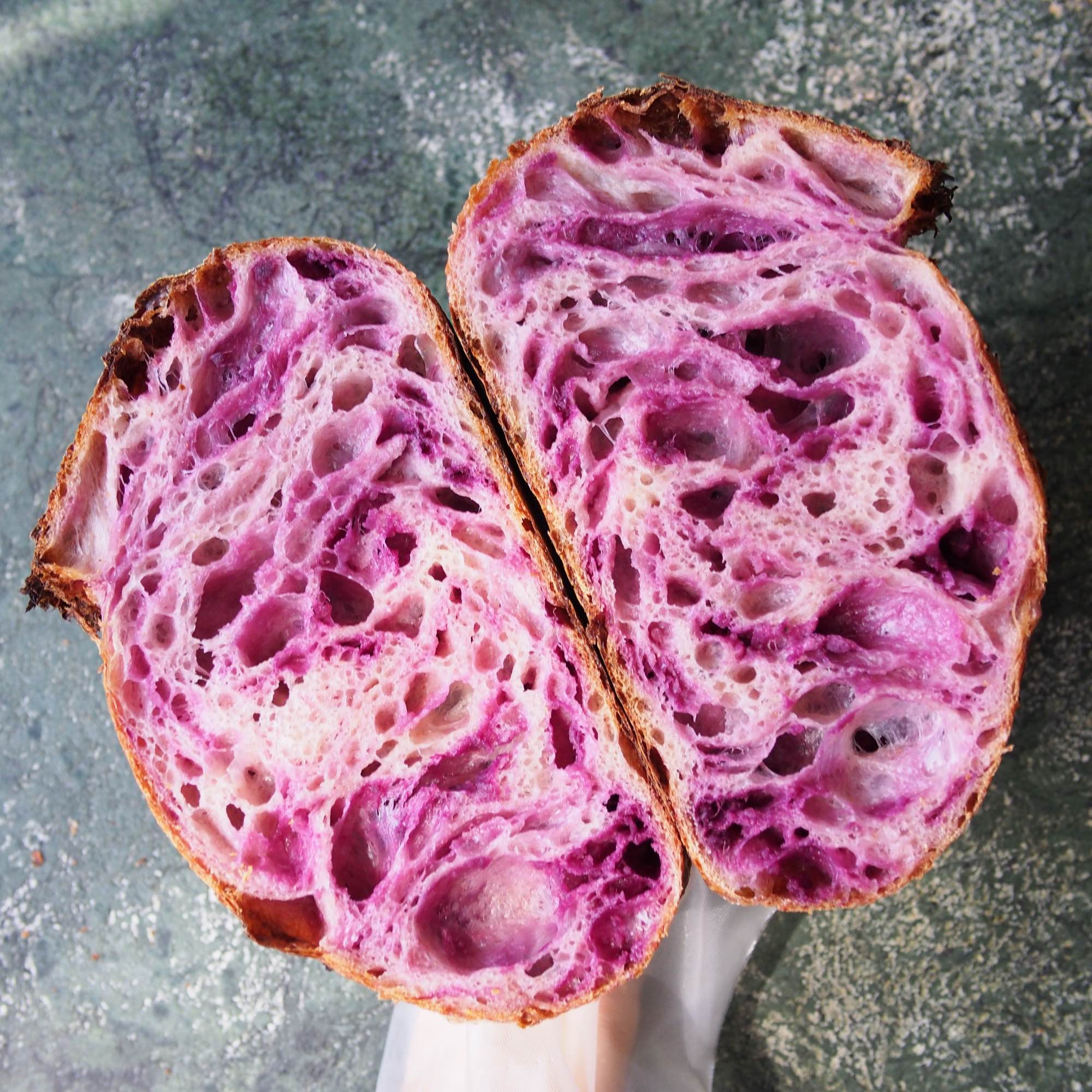Purple Sweet Potato Open Crumb Sourdough Bread BAKE WITH PAWS