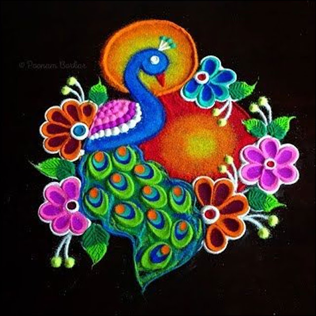 2023 Peacock Rangoli Design Ideas