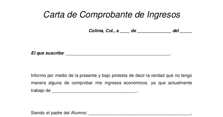 Carta Comprobante De Ingresos Negocio Propio utpaqp.edu.pe