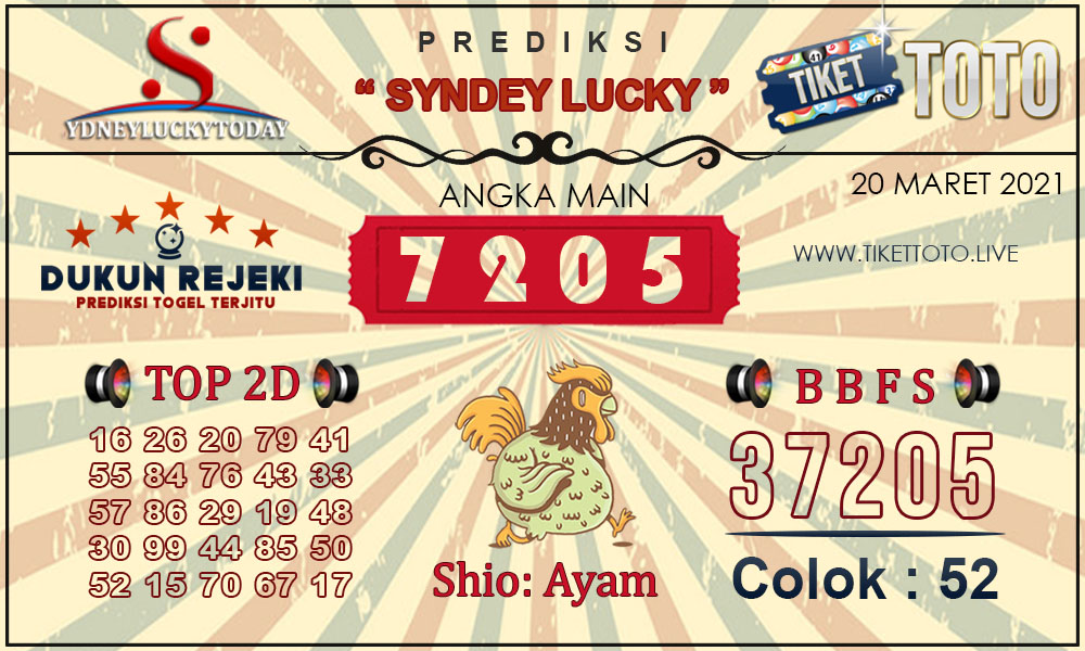 Prediksi Togel SYDNEY LUCKY TIKETTOTO 20 MARET 2021