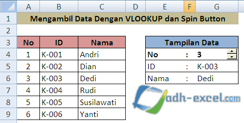 Cara Mengambil Data Dengan Rumus Vlookup Dan Spin Button Adhe Pradiptha
