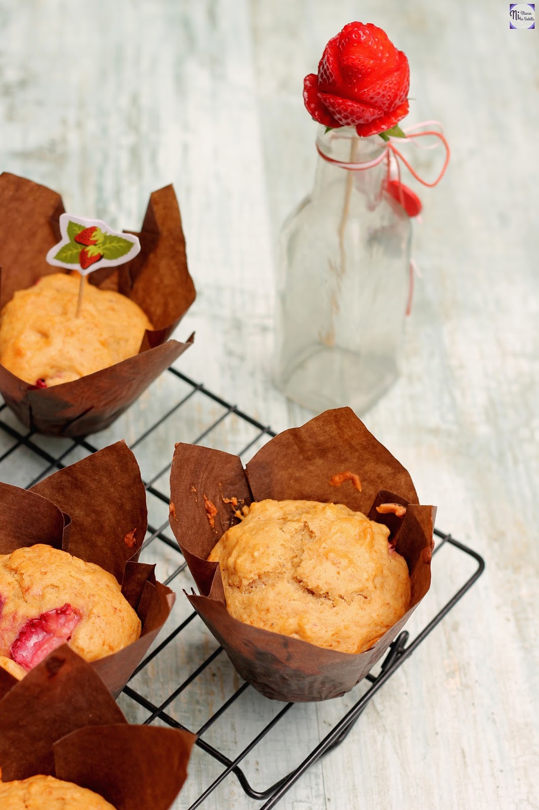 Muffins de fresa y plátano Ni Blanco Ni en Botella