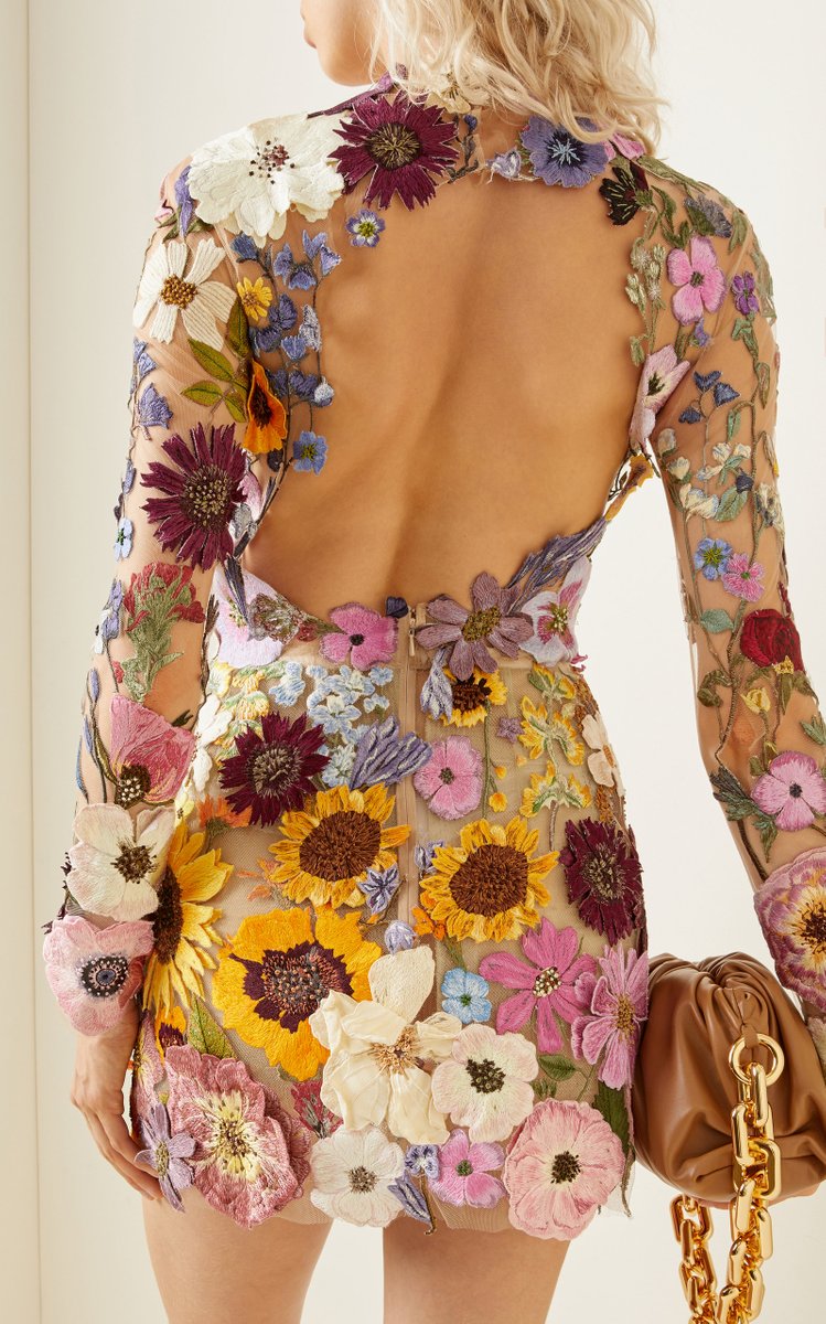 Shopping ideas: Oscar de la Renta Floral-Embroidered Tulle Mini Dress