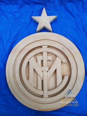 ornamen batu alam paras jogja, batu paras putih yogyakarta Logo club sepak bola Inter Milan