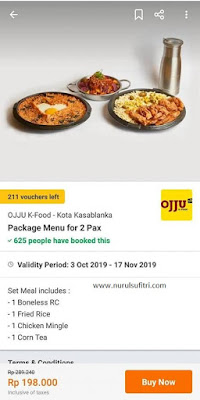 cara menikmati masakan korea di ojju k food restaurant mall kota kasablanka pakai voucher discount traveloka xperience nurul sufitri blogger travel lifestyle review culinary