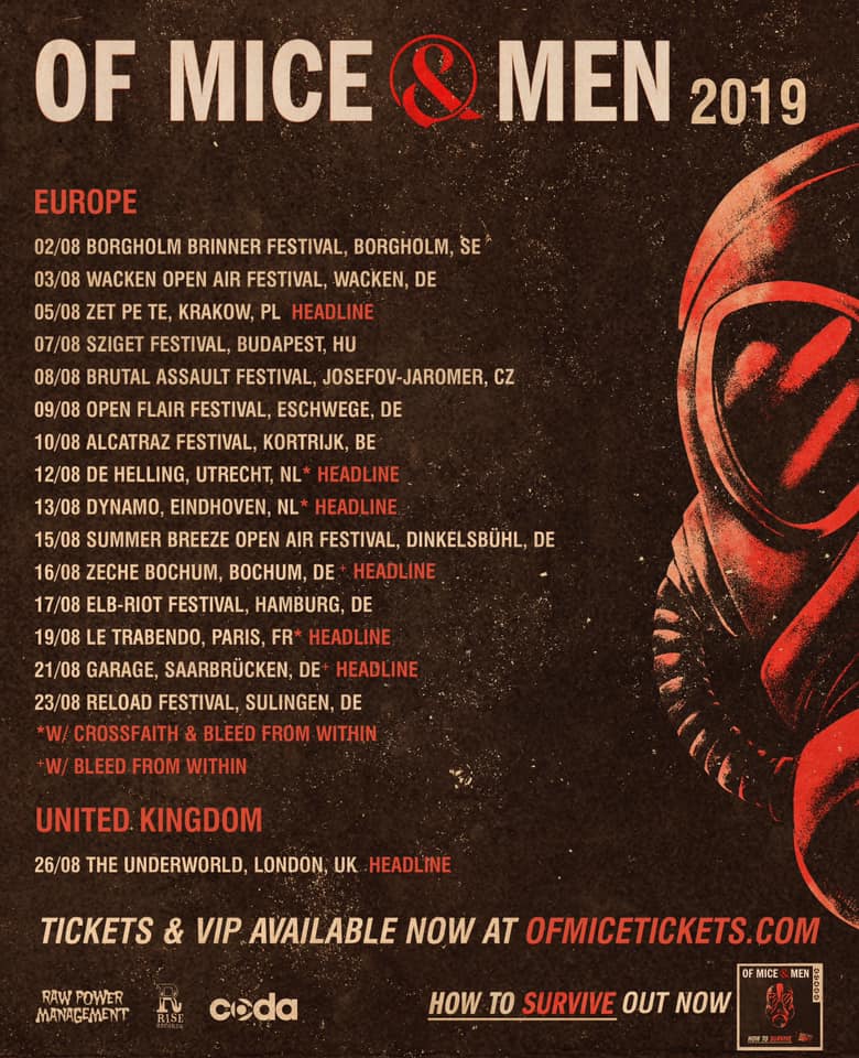 Of Mice & Men confirms Euro/UK August tour UNRAVELED
