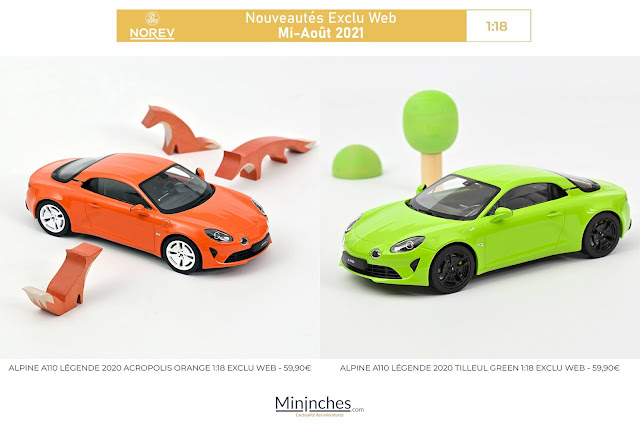 Deux nouvelles Alpine A110 Légende 2020 au 1/18 disponibles chez Norev  mi-août dans la gamme Exclu Web - Mininches