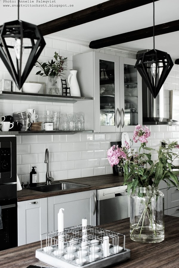 köksö, hth kök, köket, svart och vitt, svartvita, kökets, stumpastake, bloommor i vas, diskbänk, diskbänkar, bänkskiva, bänkskivor, 