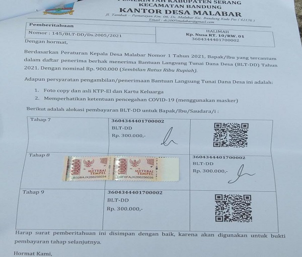 Diduga Cari Keuntungan Pembagian Blt Dd Di Desa Malabar Penerima Wajib Setor Materai Tanpa Tandatangan