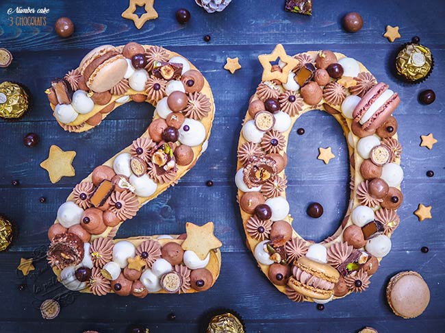 Gâteau du Nouvel an 2020 : Number cake 3 chocolats : Il était une fois la  pâtisserie