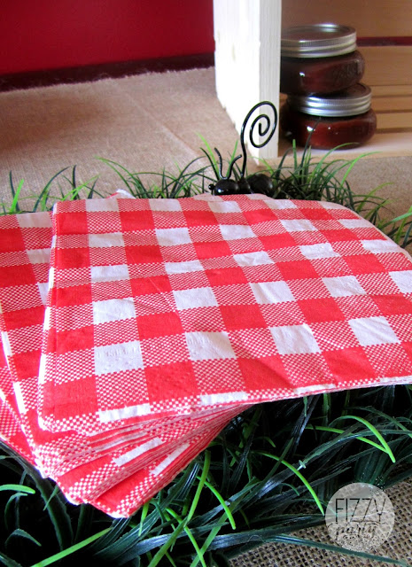 Red check napkins , BBQ theme, Father's Day 