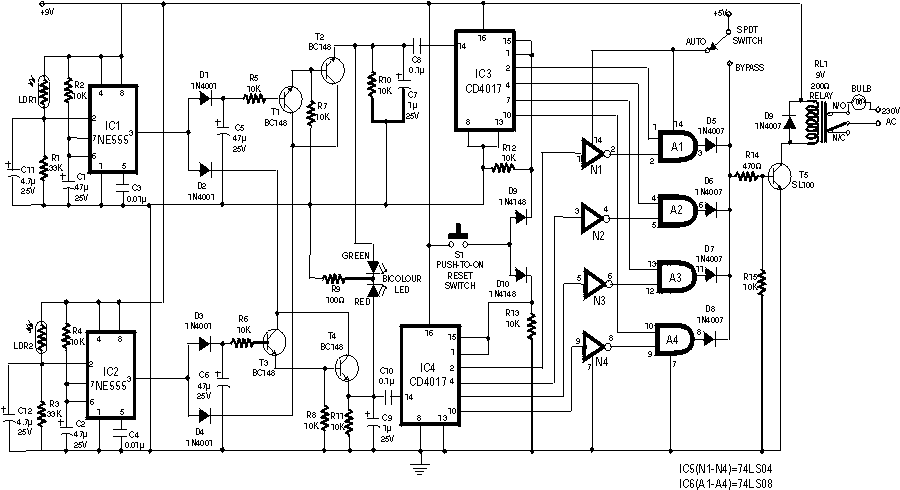 Automatic Solar Garden Light Circuit Diagram
