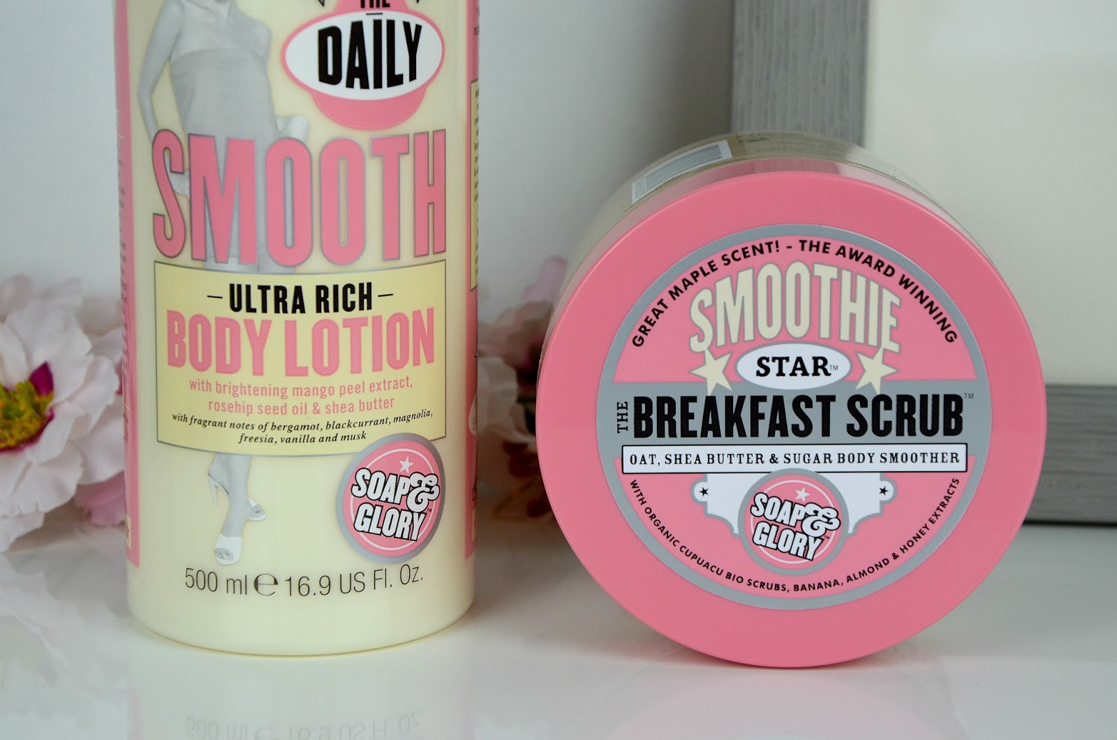 smoothie star breakfast scrub and the daily smooth ultra rich body lotion smoothie soap and glory