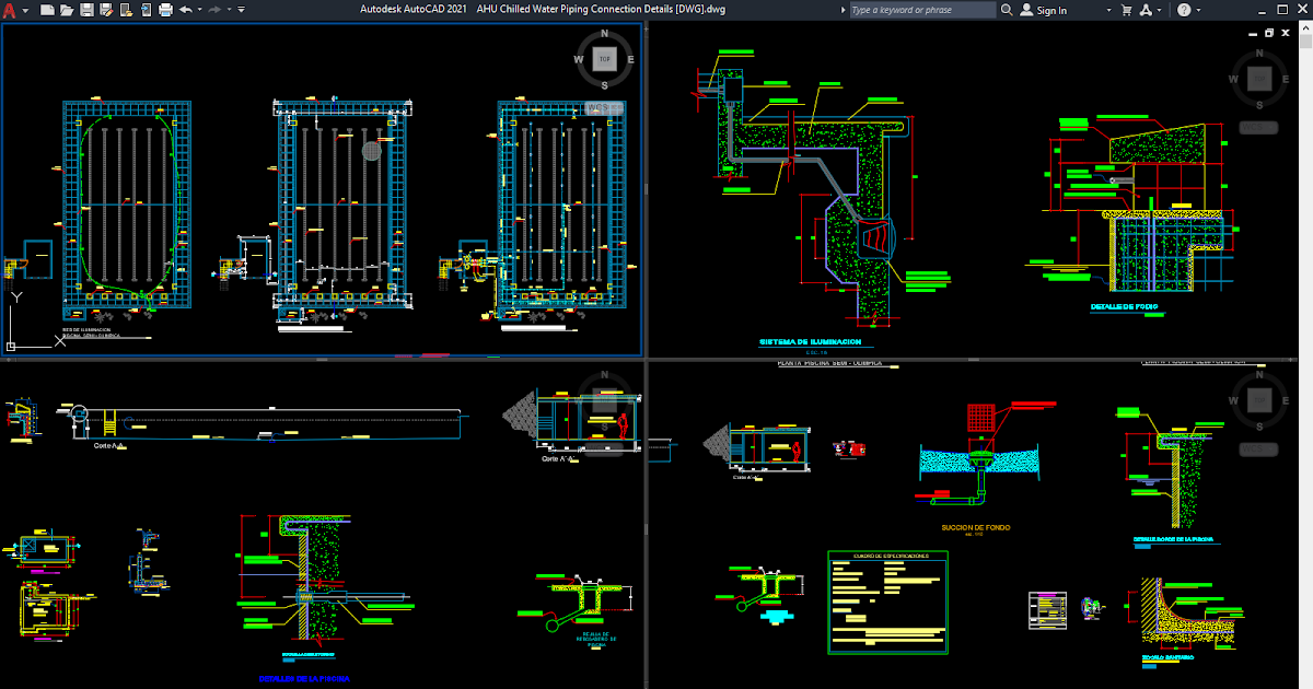 AHU Chilled Water Piping Connection Details [DWG]