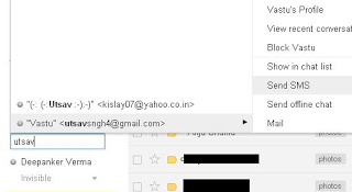 FInd contact in Gmail to send SMS