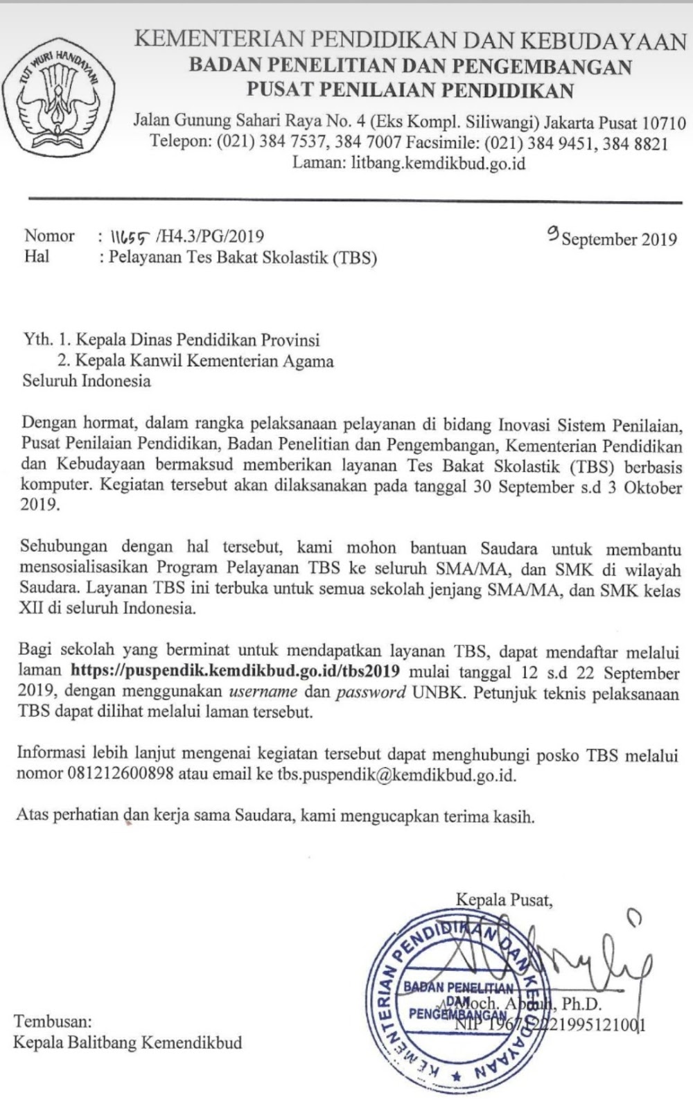 Pelayanan Tes Bakat Skolastik Tbs Berbasis Komputer Untuk Seluruh Indonesia