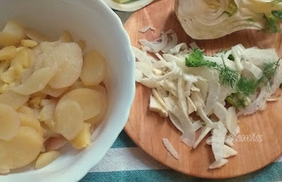 Preparation of fennel potato salad