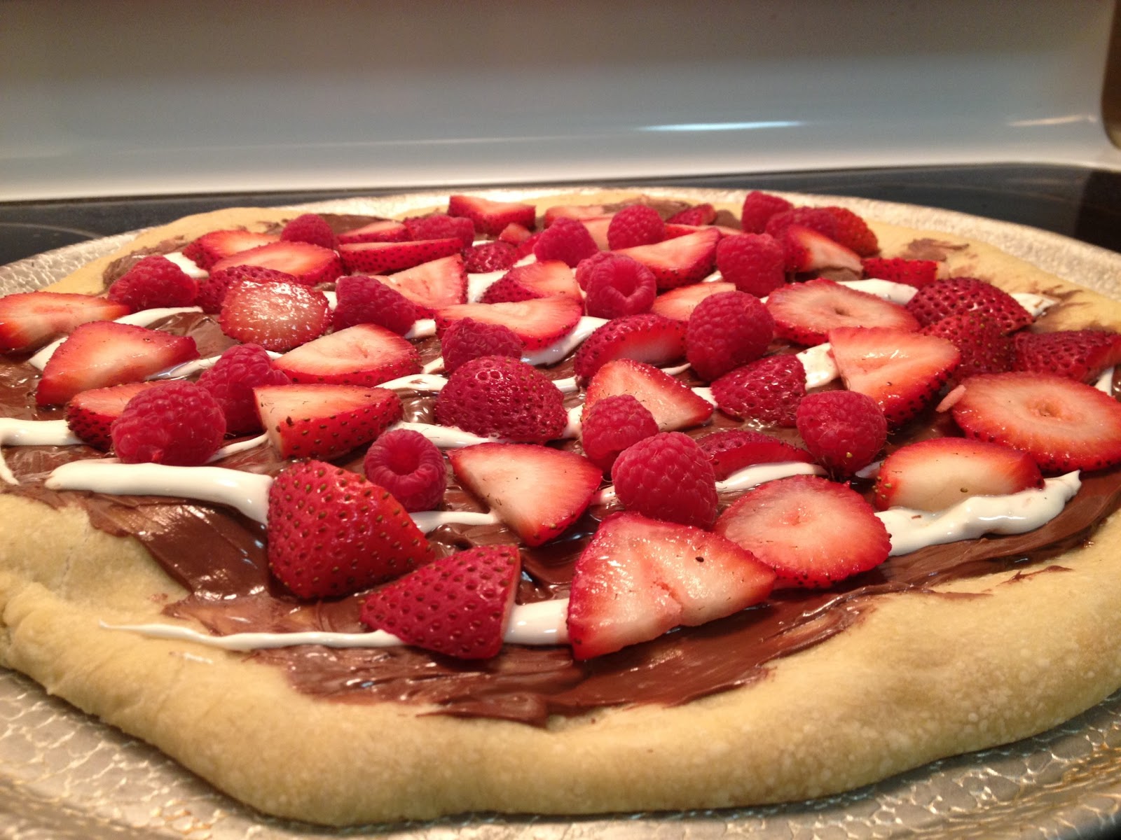 Nutella Fluff Strawberry Raspberry Dessert Pizza Stress Baking