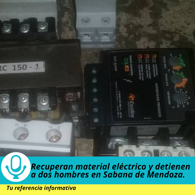 Recuperan material eléctrico y detienen a dos hombres en Sabana de Mendoza