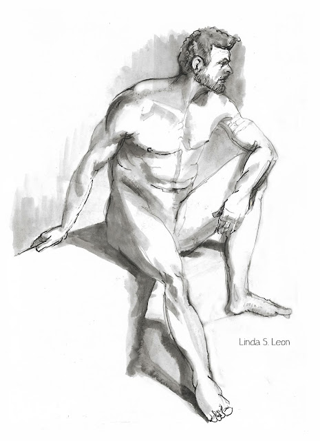 Figuary21 naaktstudie in inkt - dag 3 - door Linda S. Leon