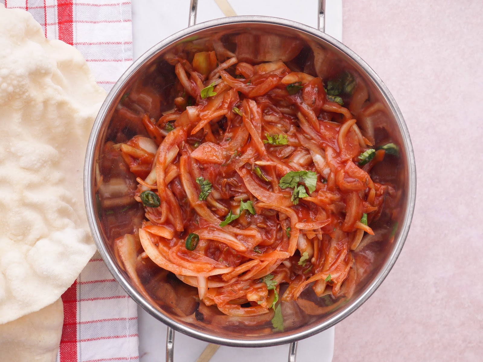 This Muslim Girl Bakes Microwave Poppadoms with Spicy Onion Relish.