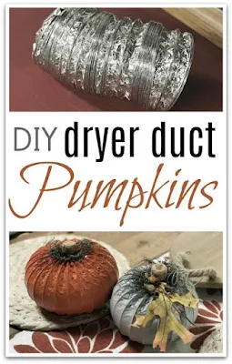 Pin for Pinterest with dryer hose pumpkins