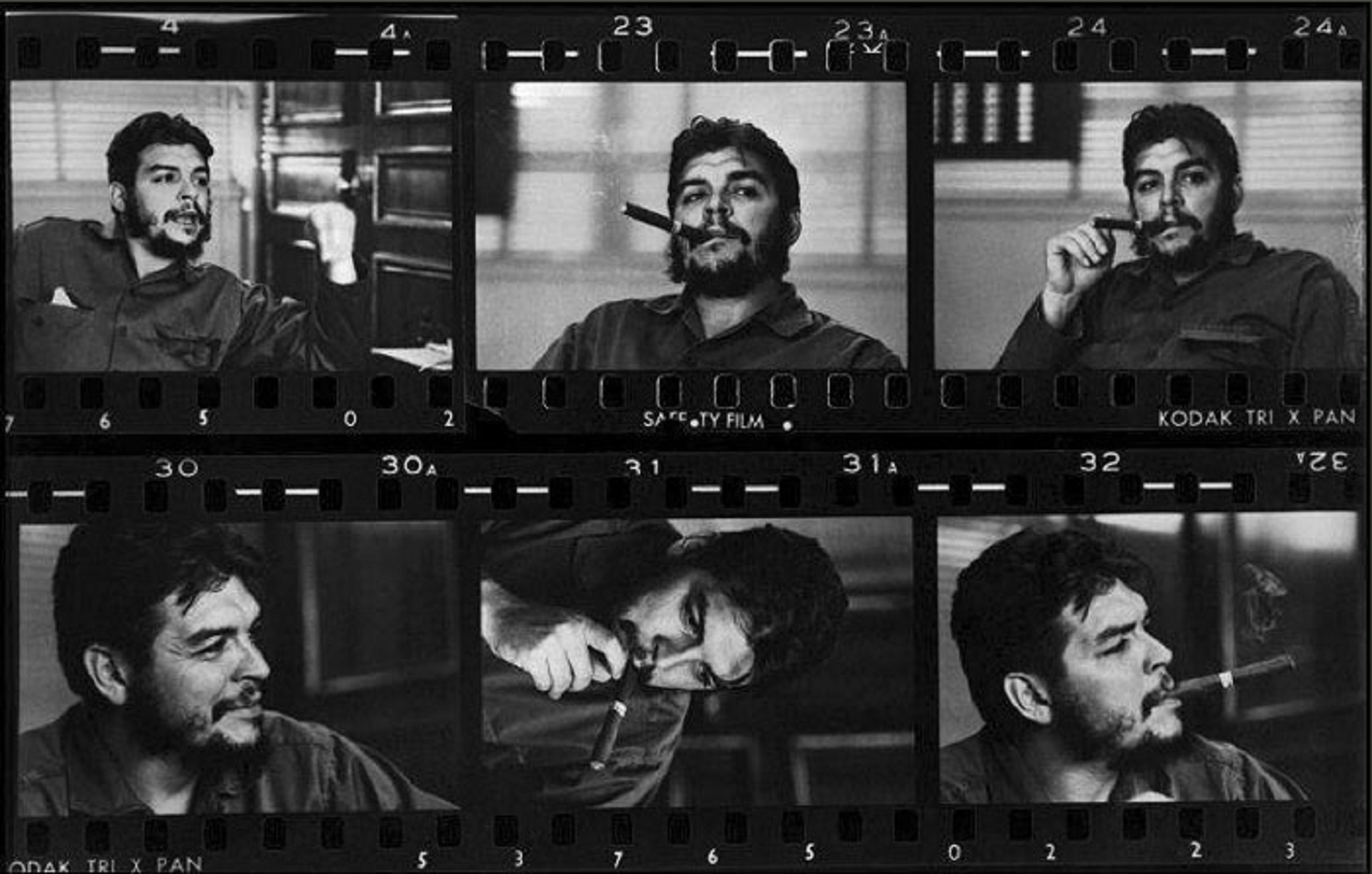 PLANCHE-CONTACT D'ERNESTO « CHE » GUEVARA, 1963 © RENÉ BURRI MAGNUM PHOTOS.