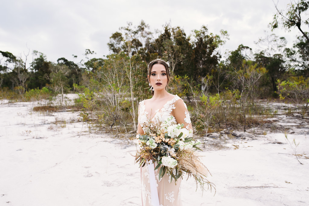 TERRI HANLON PHOTOGRAPHY SUNSHINE COAST WEDDINGS BRIDAL GOWN FLORALS BEACH