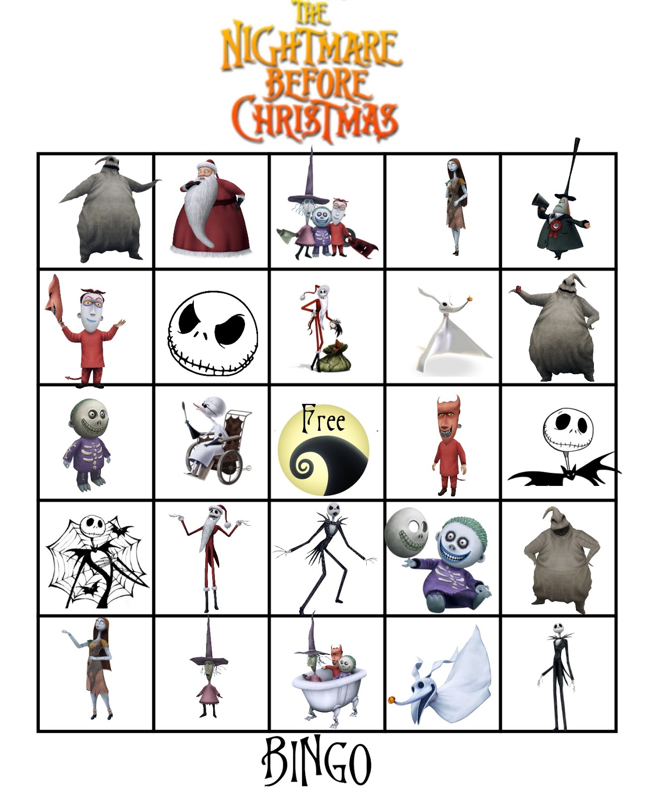 Musings of an Average Mom: Free Printable Nightmare Before Christmas Bingo