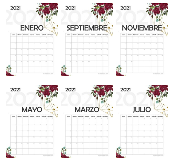 Á Calendarios 2021 Para Imprimir Gratis I dati vengono mostrati per ciascun mese, incluso il numero delle settimane. á calendarios 2021 para imprimir gratis